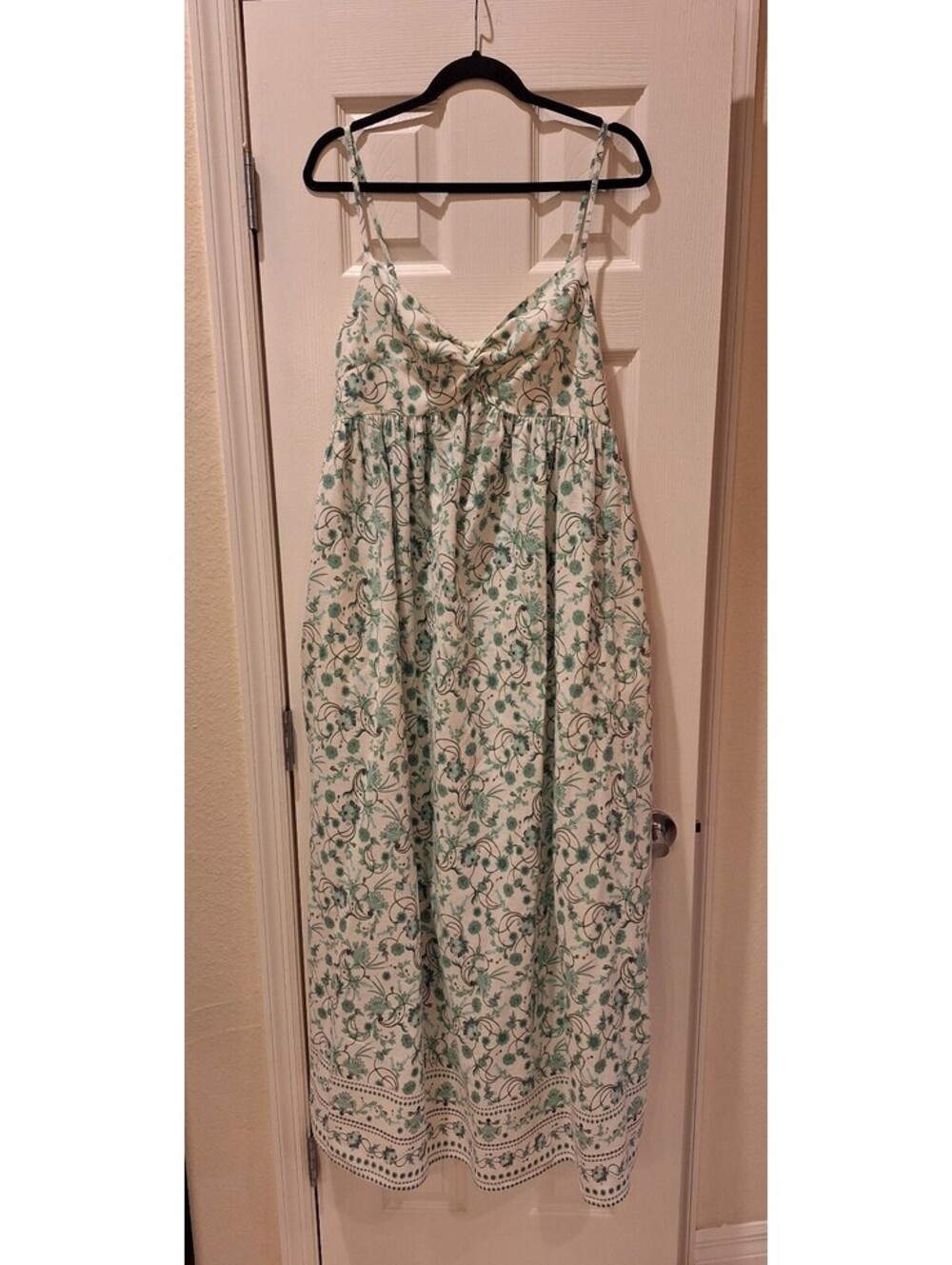 Forever 21 - Linen Blend Green Floral Maxi Sundress - Large